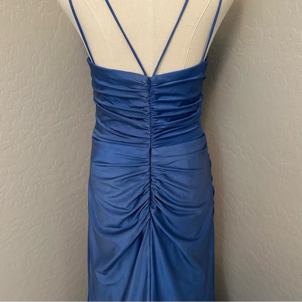 🔴FINAL CLEARANCE NEW JOVANI SZ 14 BLUE FRONT SLIT FORMAL EVENING GOWN DAMAGED - Picture 10 of 16